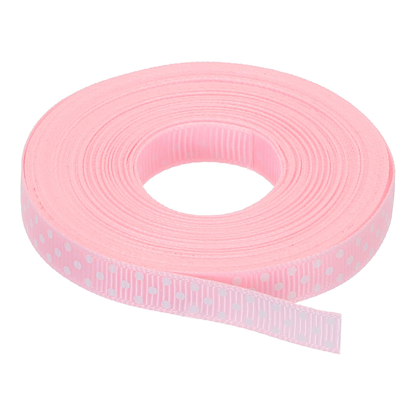 sourcing map Grosgrain Ribbons 25 Yards 3/8 Inch Pink with White Dots Ribbon Bow Decoration for Crafts Gift Wrapping Wedding DIY Handmade