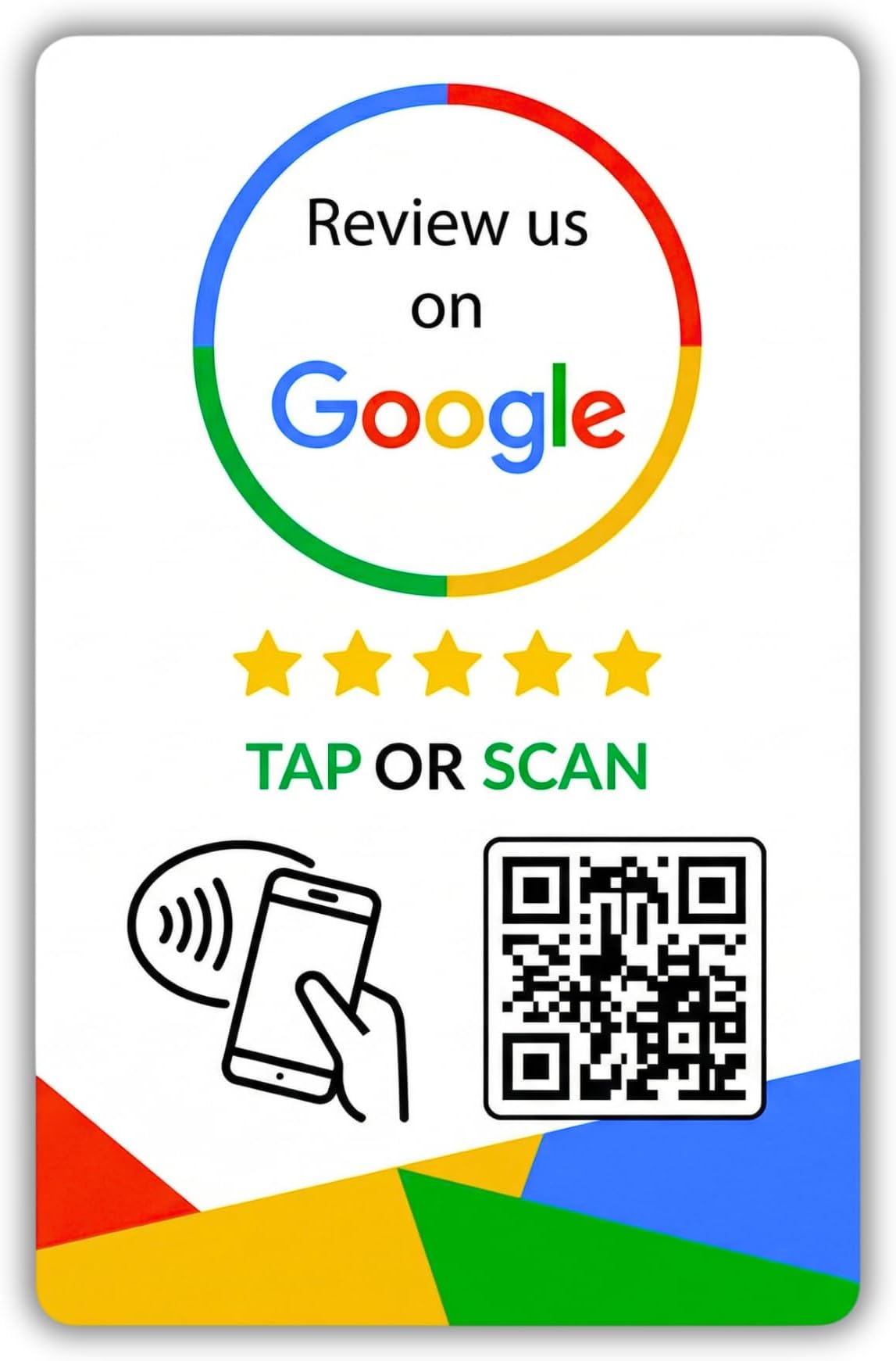 Google Review Tap Card, 1-Pack by TapFive: Reusable Smart Tap NFC & QR for Instant Reviews - iPhone & Android - Boost Business Reviews Quickly - Powered (1-Pack)