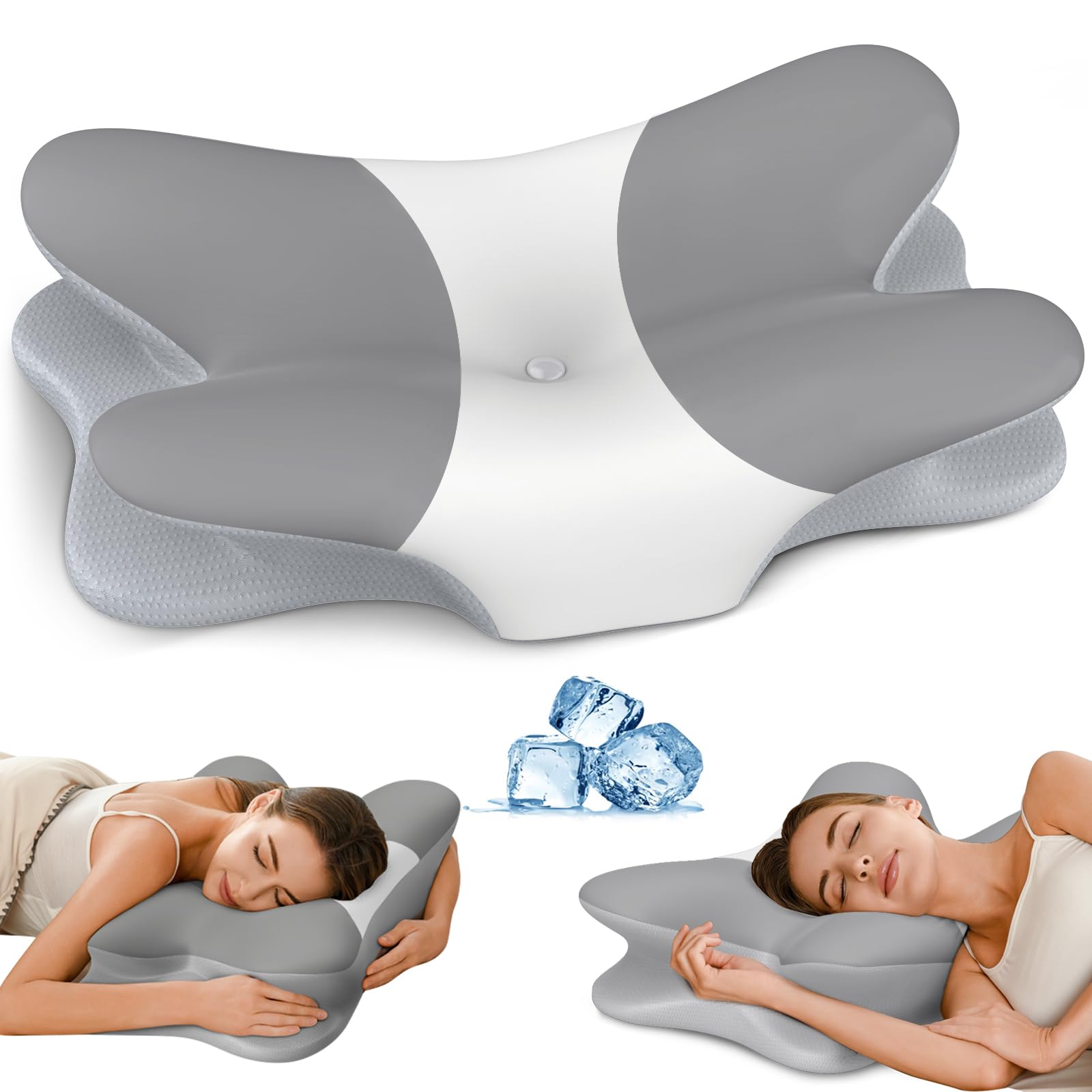Photo 1 of Besyodo Cervical Memory Foam Pillow - Grey & White