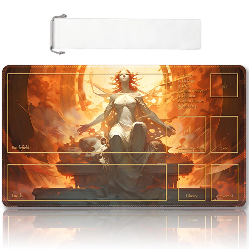 Premium Stitched MTG Playmat with Zones and Non-Slip Rubber Backing - TCG Play Mat for MTG and Other Card Games - Colorful Design with Vintage Look and Feel (DKT (113),Zones)