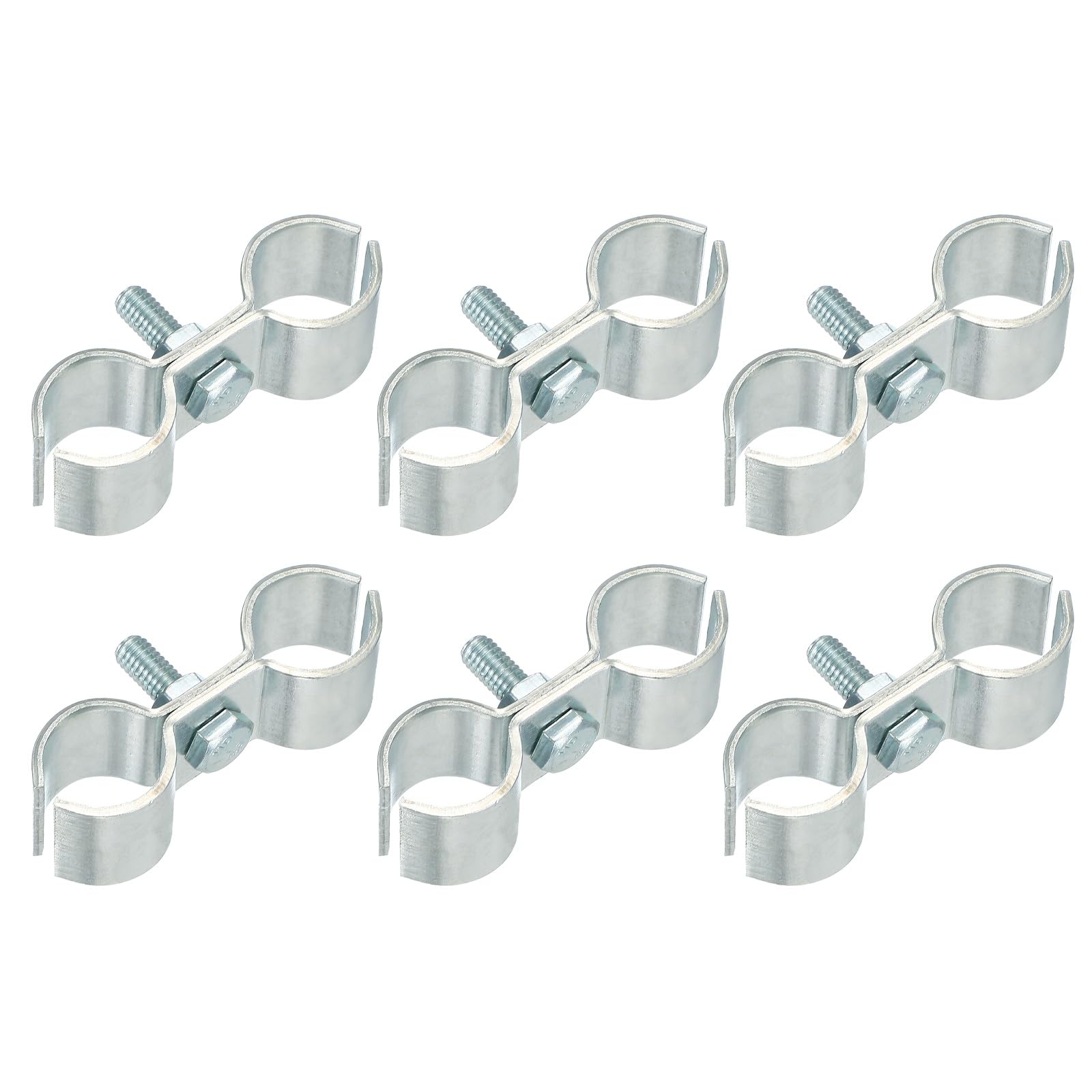 sourcing map 6pcs Chain Link Fence Panel Clamps, Dog Kennel Clamps for 11/16" (18mm) Round Pipe Frame, Galvanized Steel Fence Connector Temporary Dog Cage Hardware Parts with Bolts and Nuts