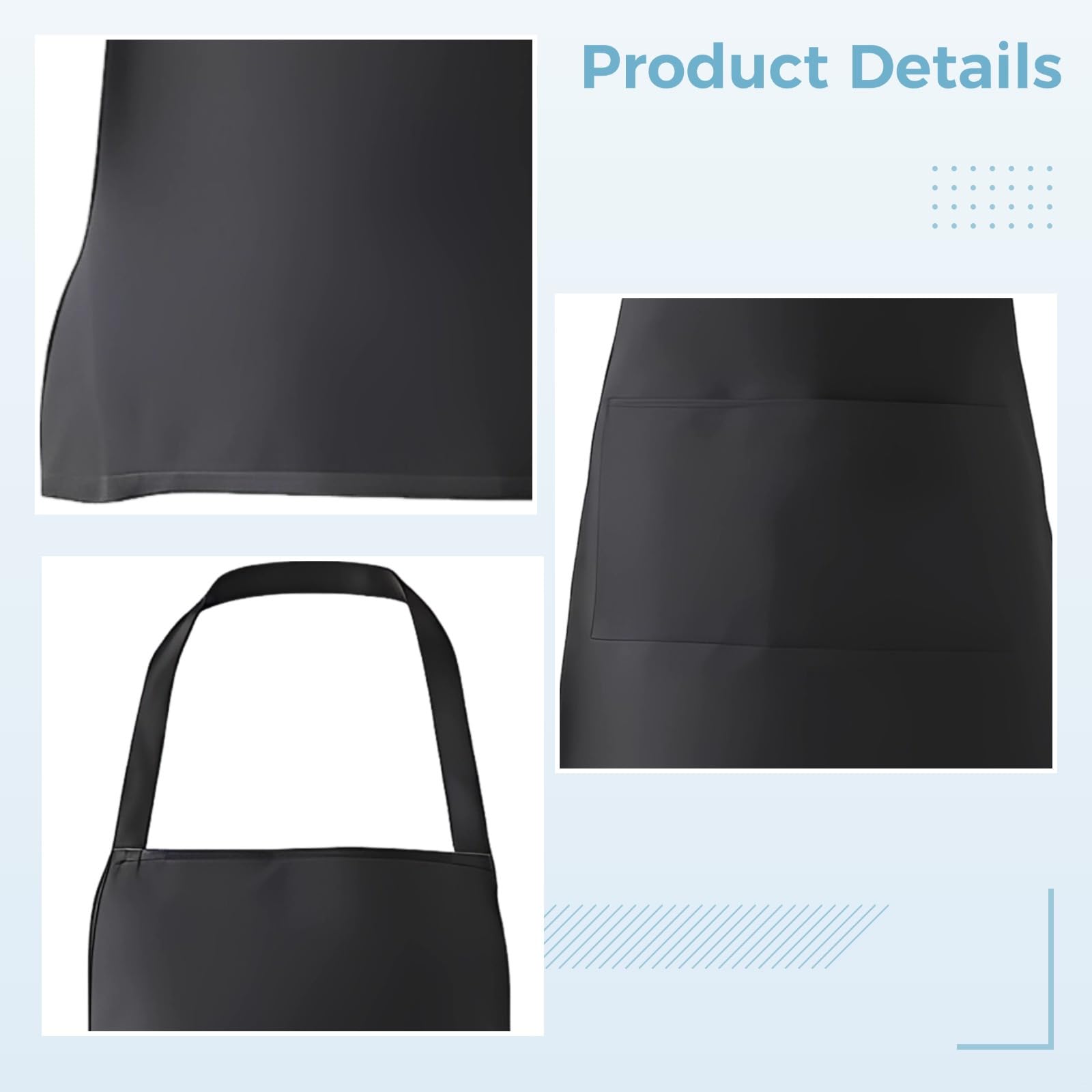 Delantales impermeables con bolsillo, delantal de cocina unisex negro para cocinar, barbacoa, jardinería, logotipo personalizado disponible
