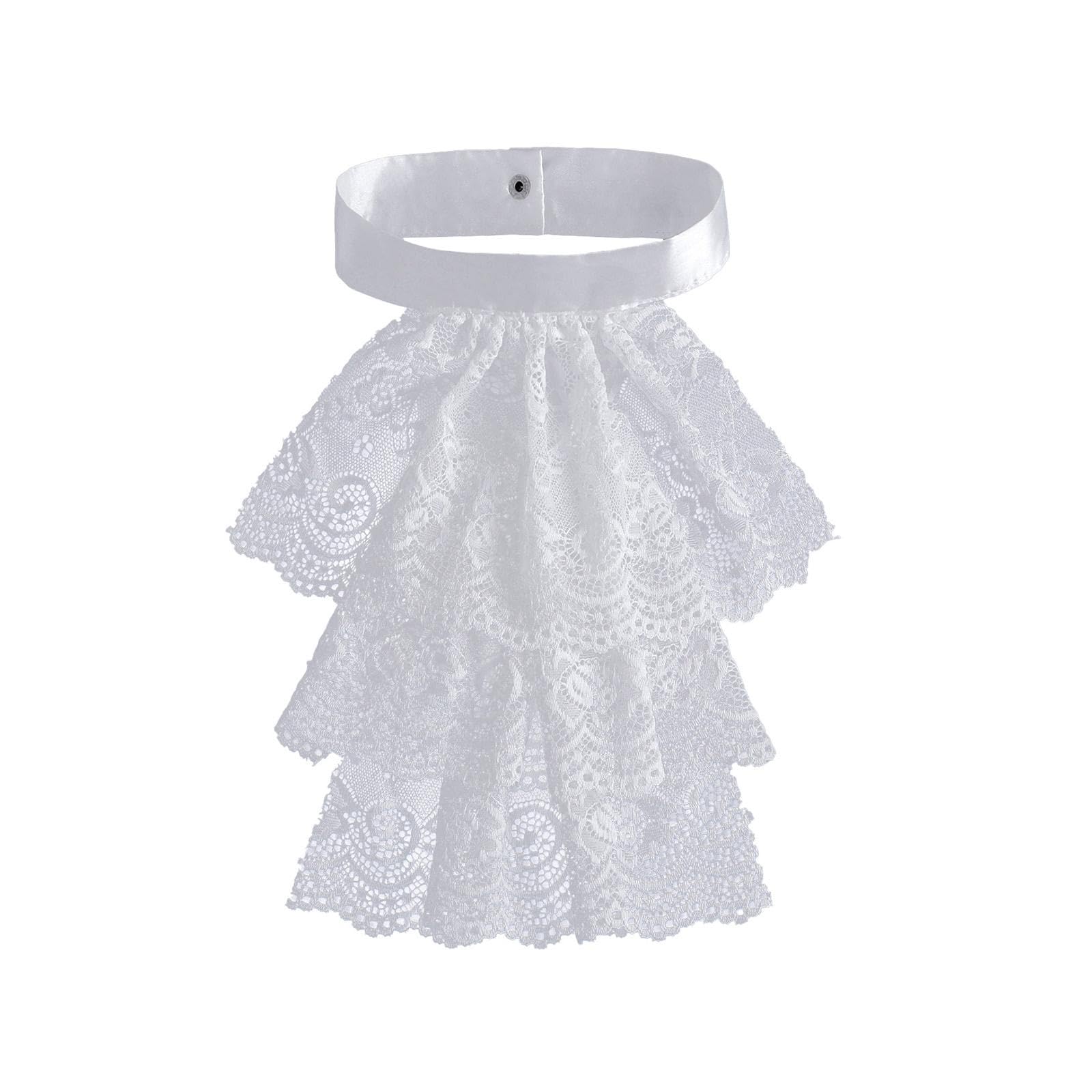 Foloda Unisex Lace Luffy Collar Detachable Ruffled Jabot Collar Multilayered Lace For Victorian Colonial Outfit Cosplay Costume Neck Historical Costume Collar
