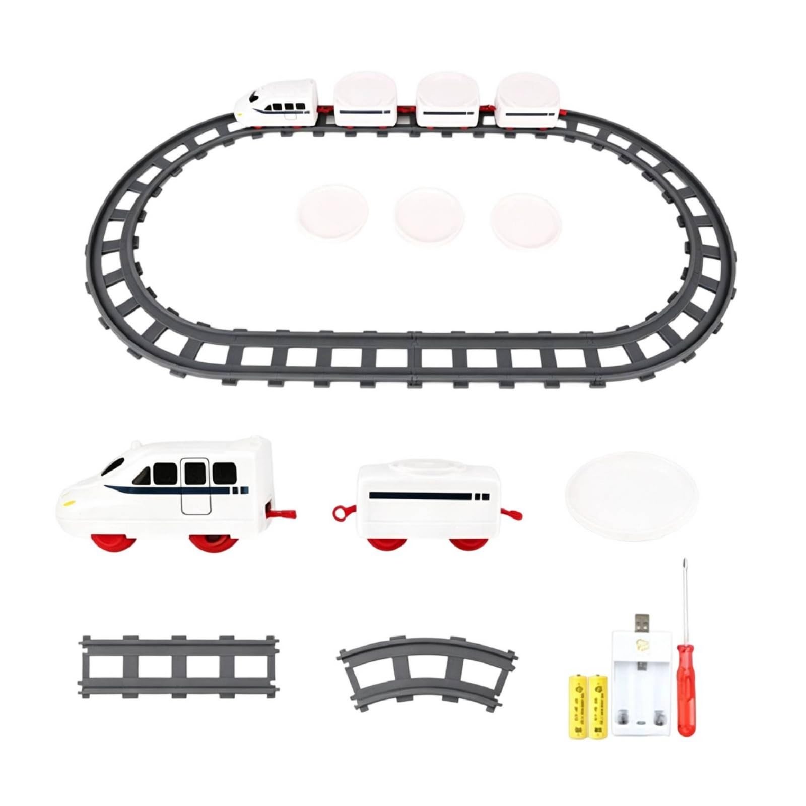 Pista con Elettrico, Configurazione Deluxe, Treno Rotante A Cinque Carrozze, Accessori per Carrozze, Kit di Ricarica, Size to 5