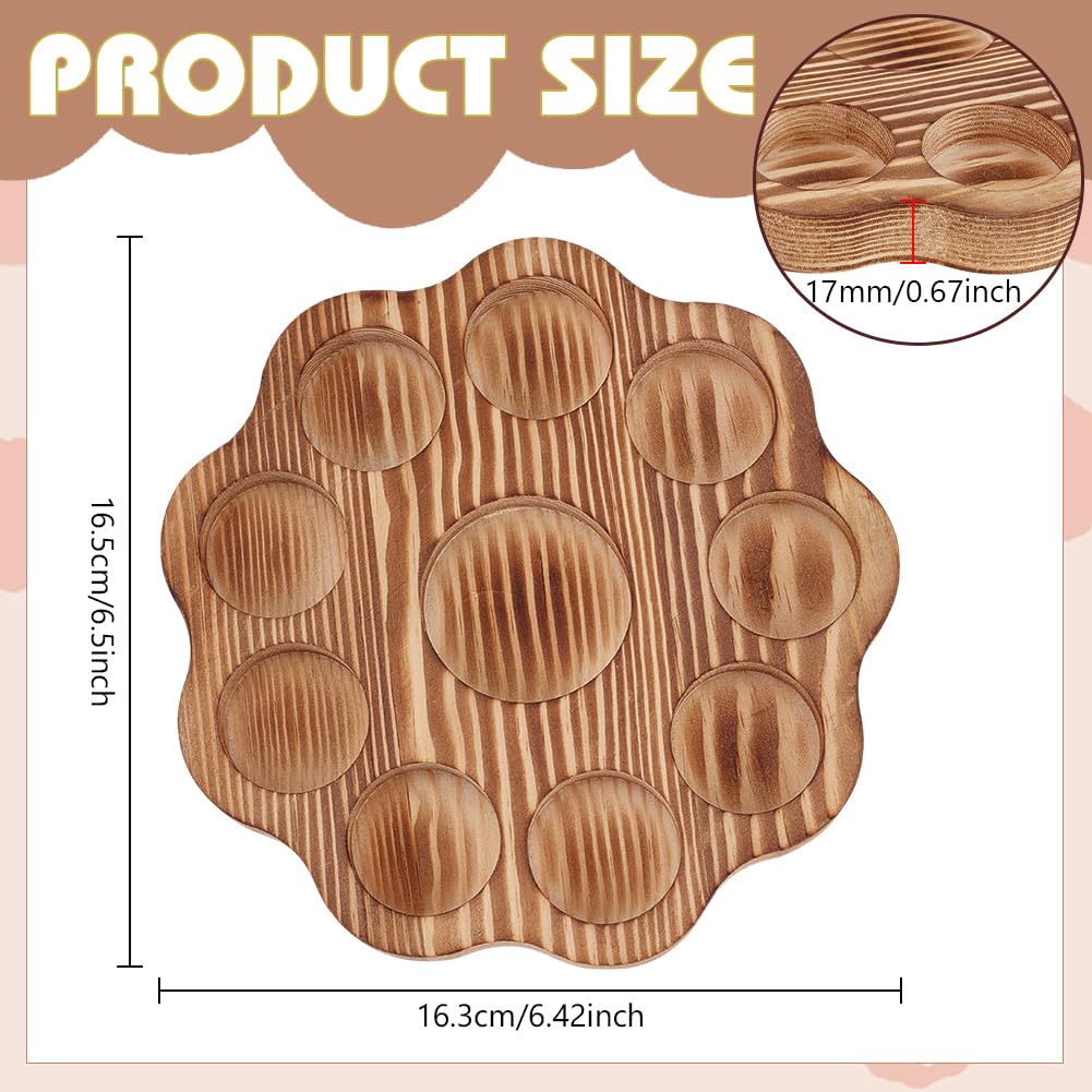BENECREAT 6.5x0.65 inch(16.5x1.65cm) Flower-Shaped Wood Essential Oil Holder with 10 Slots - Image 2