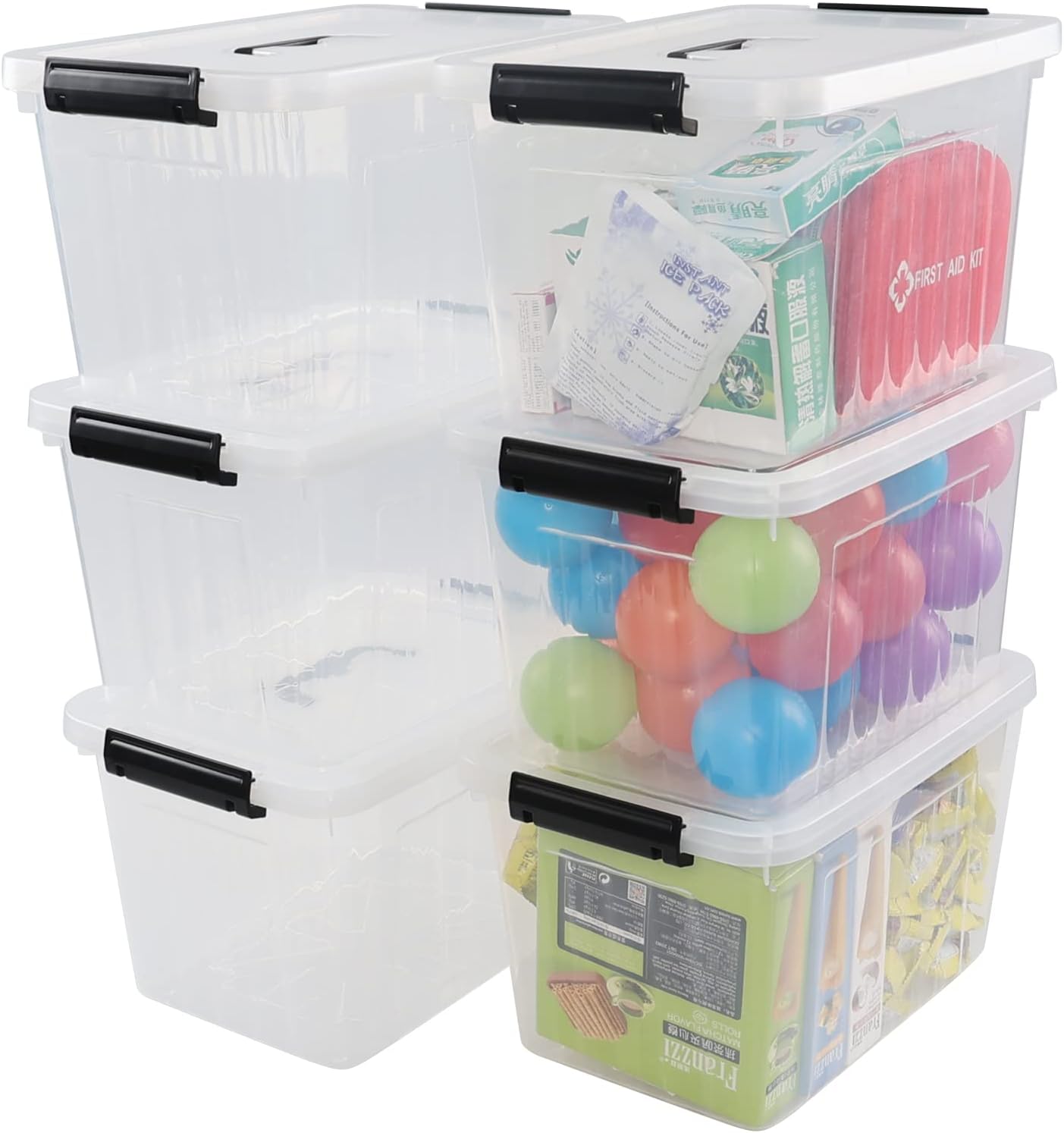 Sosody 10 Liters Clear Plastic Storage Boxes with Lid, Latch Storage