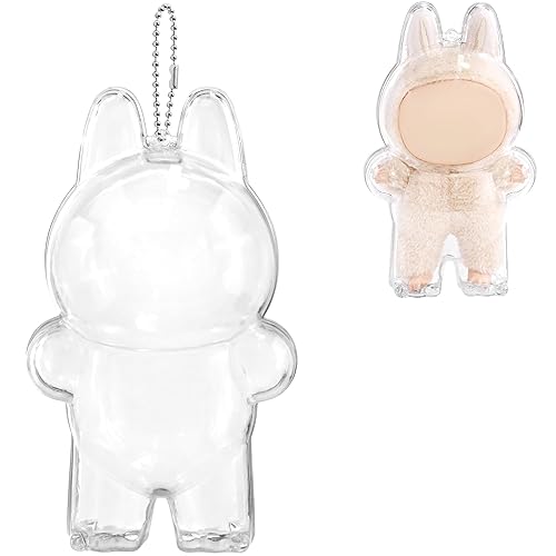Protective Case for LABUBU, High Clear Case Cover for Labubu Doll, Acrylic Display Box with Keychains (Doll Not Include)