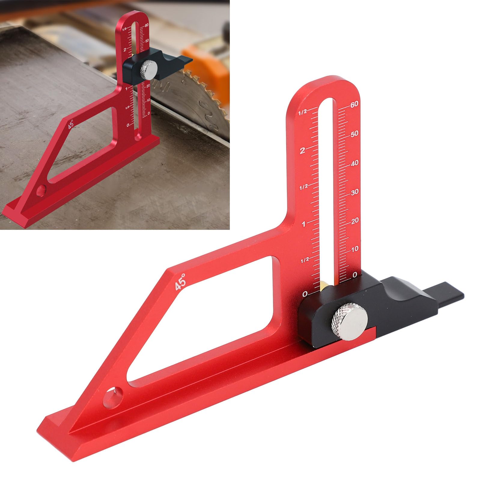 Adjustable Height Depth Gauge, Aluminum Alloy Metric Inch Scales 0-60mm - Image 3