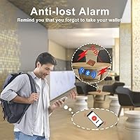 Vista 2 de Rastreador de billetera Bluetooth antipérdida, cartera rastreable para hombres, cartera de cuero para hombre con ventana de identificación, bolsillo