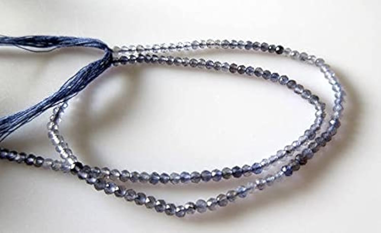 Perles rondelles iolite naturelle 3mm facettées en fil de 13 pouces pour création bijoux DIY