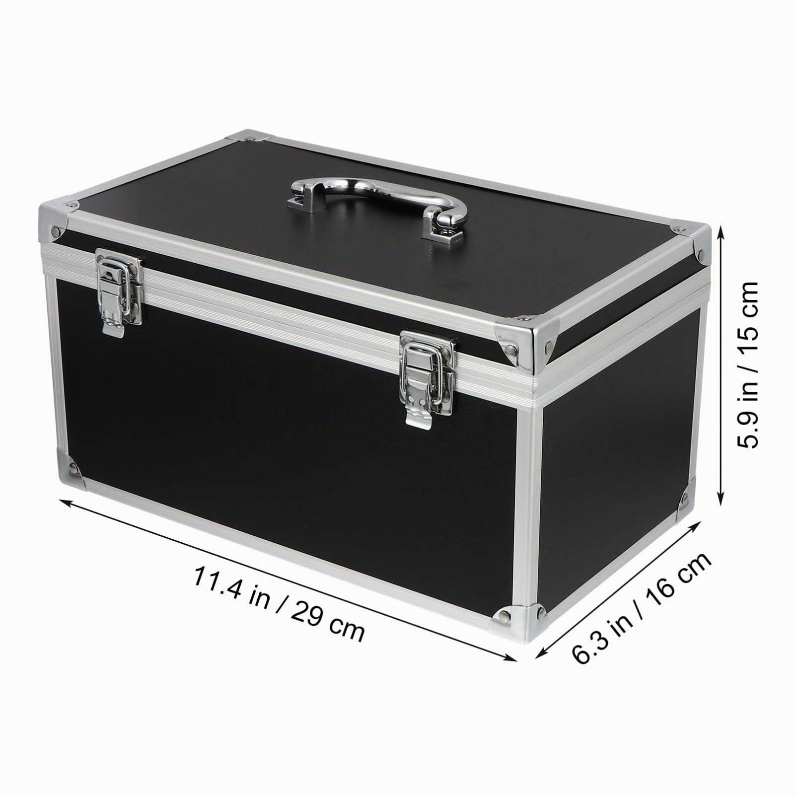 Custodia Rigida In Alluminio Nero Valigetta Antiurto Degli Attrezzi Con Schiuma Per Strumenti di Prova Fotocamere Strumenti Parti Meccanici Garage Strumento 29x16x15cm