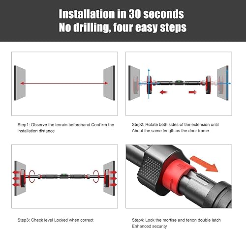 Miniatura 7 de Barra de dominadas para puerta barras de dominadas de entrenamiento de fuerza sin tornillo para marco de puerta, barra de dominadas de ancho
