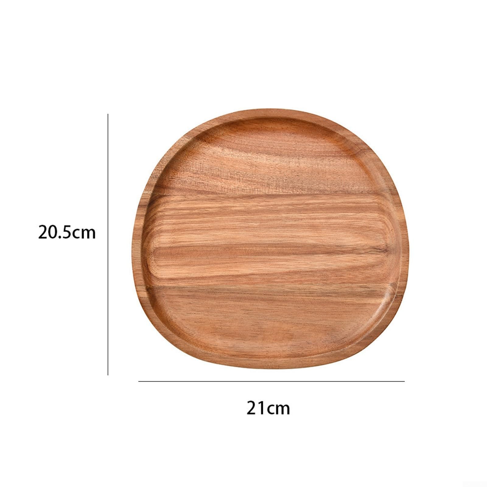 Vassoio ovale in legno di acacia realizzato a mano, piatto da portata di forma irregolare per caffè, tè, bevande e dessert (21 x 20,5 cm) - durevole, ecologico ed elegante decorazione per la casa
