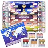 2026 World Soccer Tournament Extra Large Schedule Poster 43"x32", 2Pcs Gifts Set with 600 Stickers and Predict Champion Cup Winner, Tracker Bracket Wall Chart for Sports Fans Party Decorations