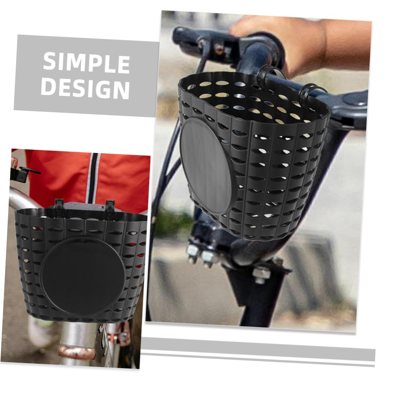Cesta de Bicicleta Desmontable para Niños, Cesta de Plástico Negra, Soporte de Almacenamiento con Correa Ajustable, Accesorio para Manillar Delantero, Uso para Ciclismo Infantil