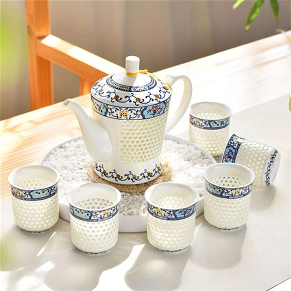 Tea Pots Hollow Ceramic Tea Sake Set Sake Cup Set with Warmer Gift Box Packaging