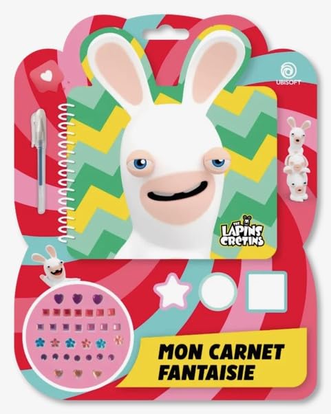 OPO 10 Carnet Fantaisie Lapins Crétins : 1 carnet + 1 stylo à paillettes + 2 tampons + 1 encreur...