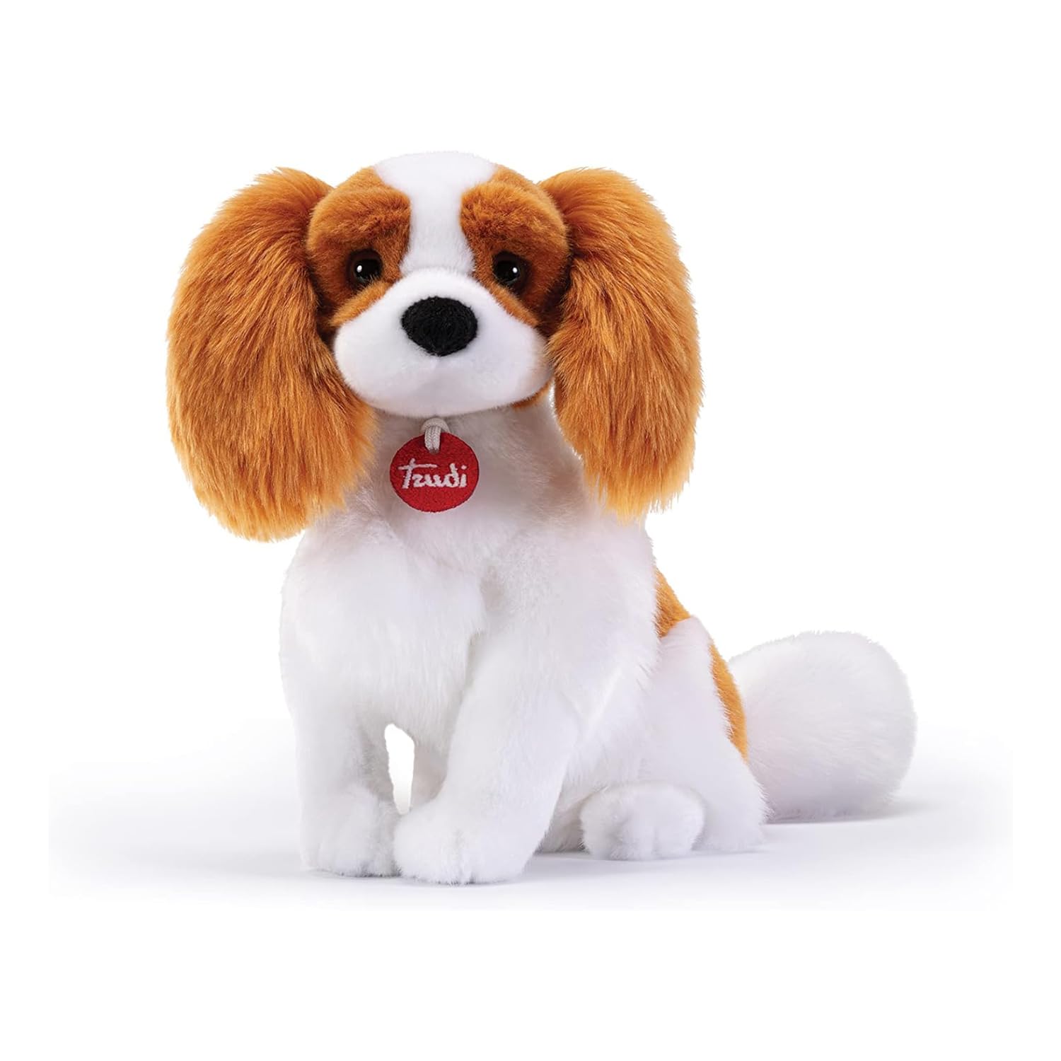 Trudi Klassik 22335 Plüschhund Cavalier King 16 x 27 x 30 cm (M), hochwertiges Stofftier mit weichen Materialien, Plüschfigur mit realistischen Details, waschbar, Kuscheltier für Kinder, Braun/Weiß