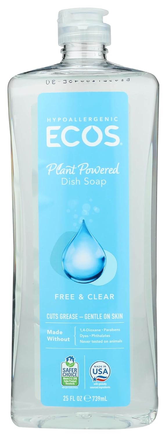 Ecos Free Clear Dishmate Dish Soap Hypoallergenic 25 Fluid Ounces Pack Of 6