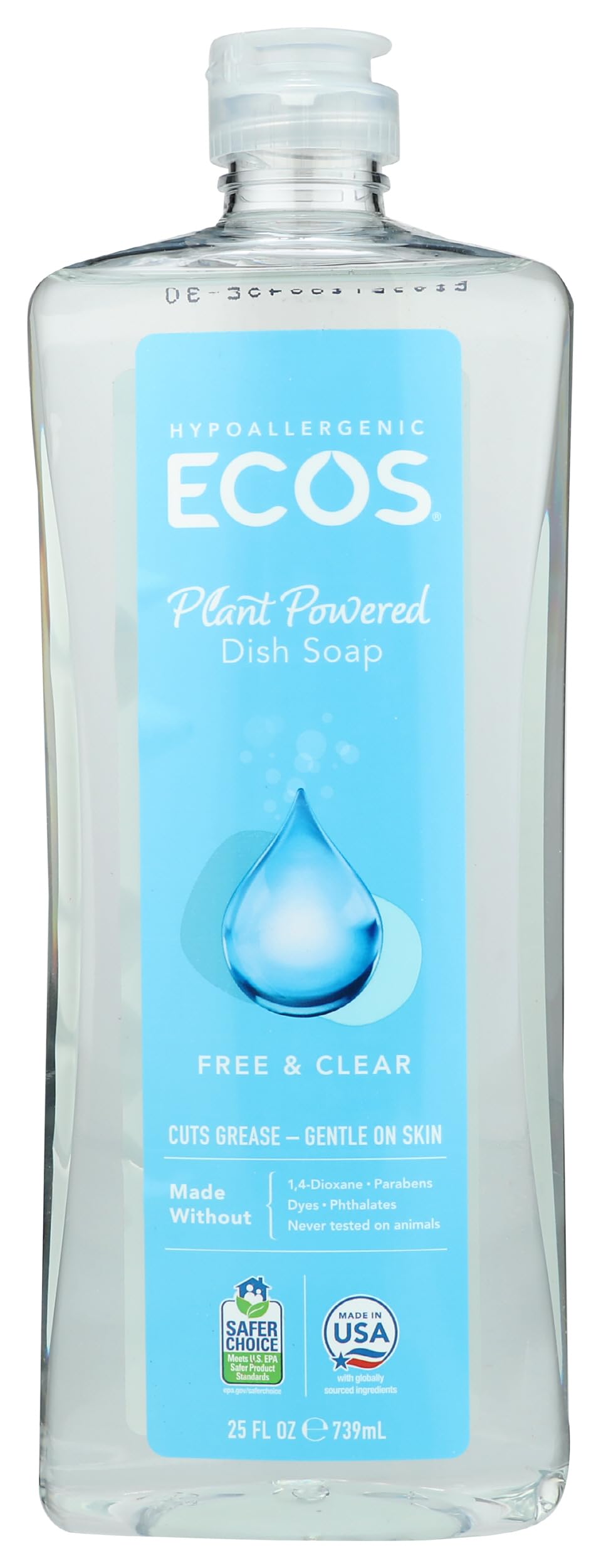Ecos Free Clear Dishmate Dish Soap Hypoallergenic 25 Fluid Ounces Pack Of 6