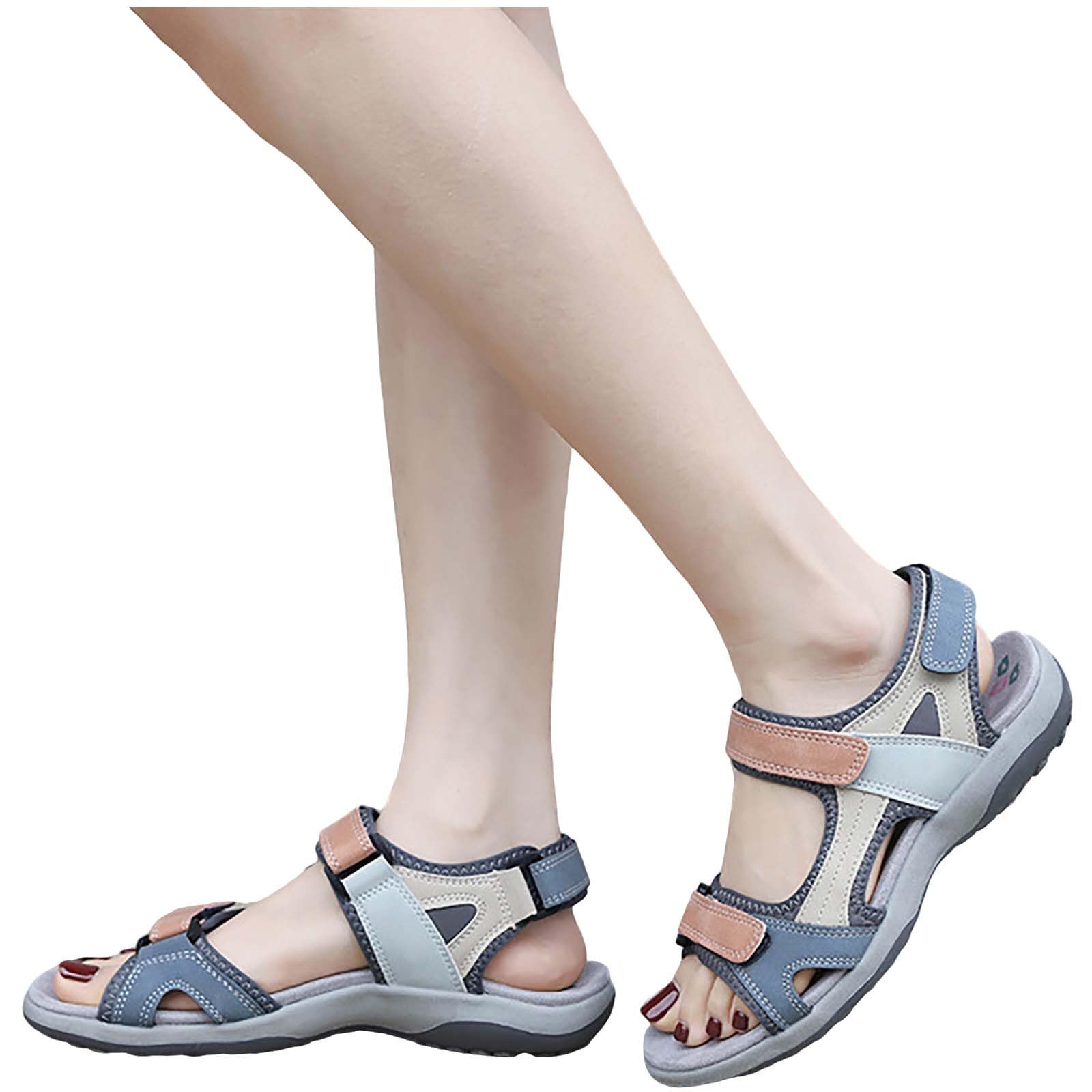 Sandali ortopedici da donna con suola morbida, sandali sportivi con punta aperta, scarpe estive con fibbia regolabile, sandali da trekking antiscivolo per attività all'aperto