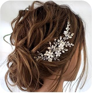 JAKAWIN Bride Wedding Hair Comb Pearl Flower Hair Piece Rhinestone Brida...