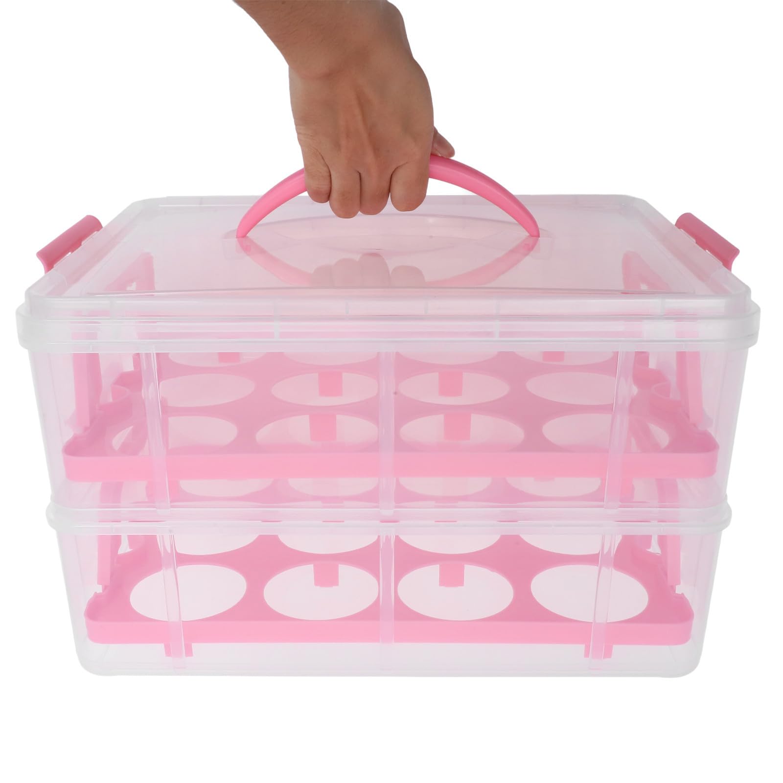 UKCOCO Cake Box Porta Torte Riutilizzabile in Pp Rosa, Contenitore per Torte e Dessert Maniglia, per Ambienti Professionali e Occasioni Speciali
