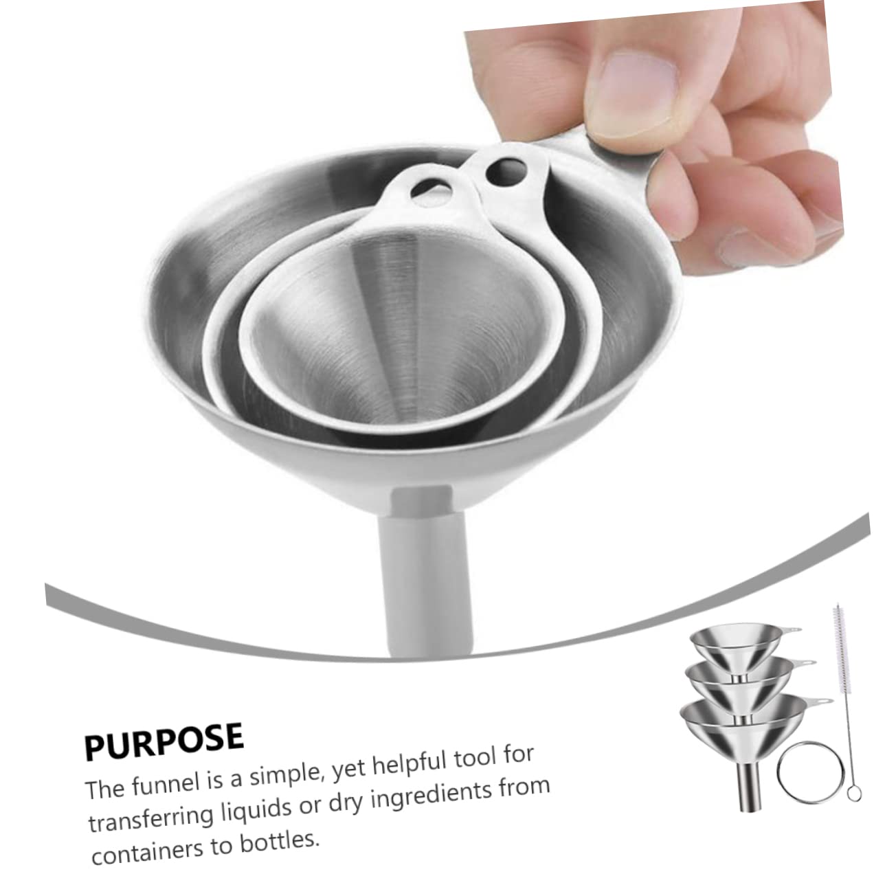 Juego de Embudos de Acero Inoxidable 1 Set para Cocina