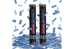 DOUKEE Electric Blue Confetti Cannon for Boy Baby Shower Party (2-pack)