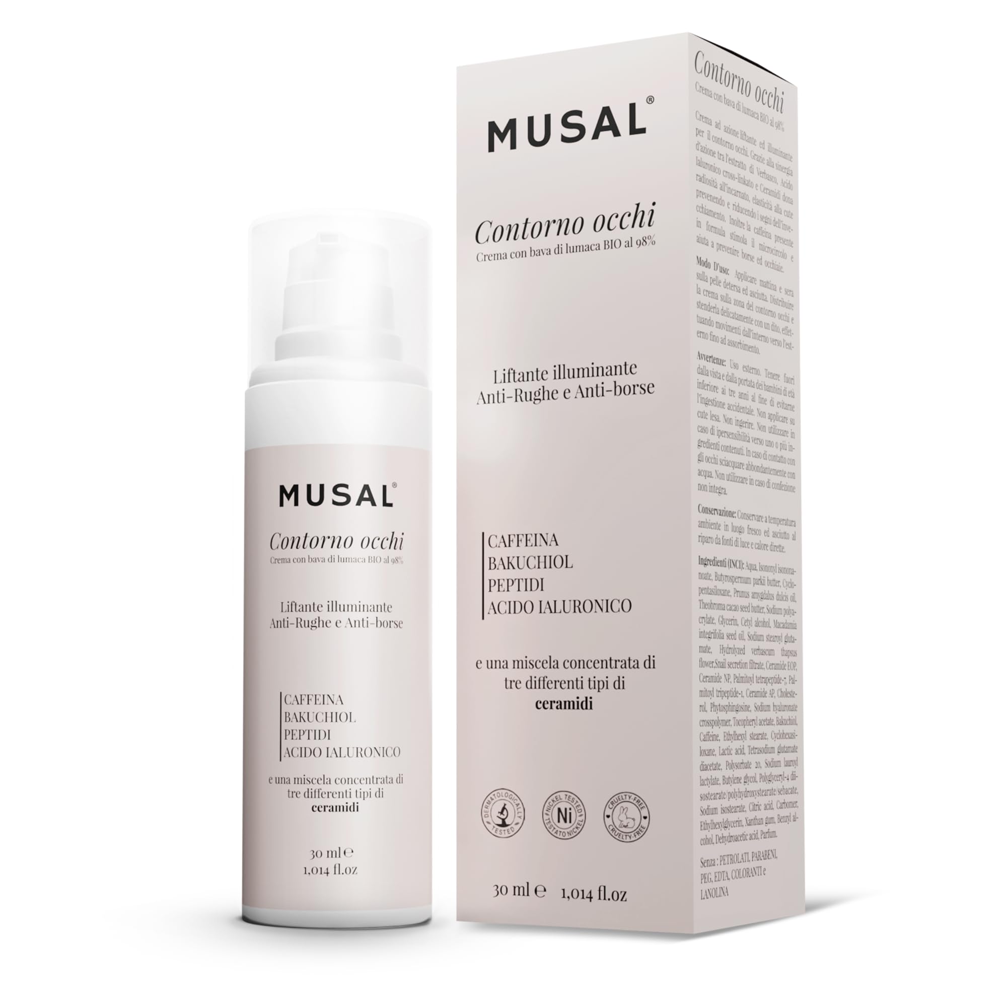  Musal Antiaderente Liфтинг Eye Cream con Babbuino e Acido Hialuronic per Uomini e Donne, 30 ml
| Musal Anti-Liyfting Cr