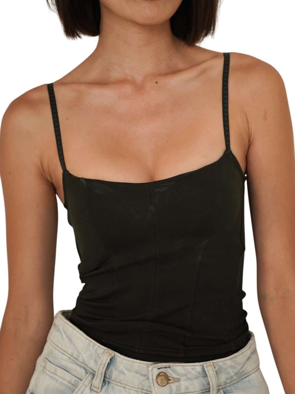 Amazon | [AMATERAS] Dreamy camisole ダークグリーン XS