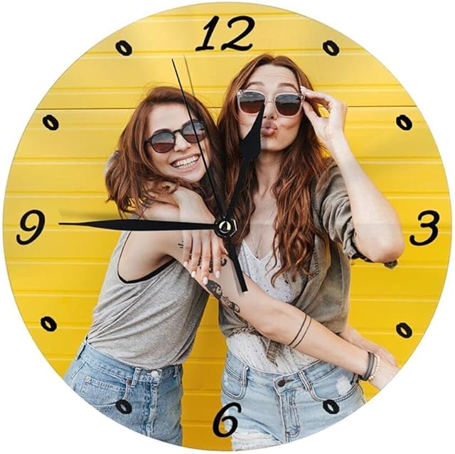 Personalised Photo Clock, Personalized Round Clock with Photo Text, Custom Round Clock, Customized Wall Clock Gift for Mother Father Family Christmas Xmas Wedding Valentines Day Birthday Anniversary