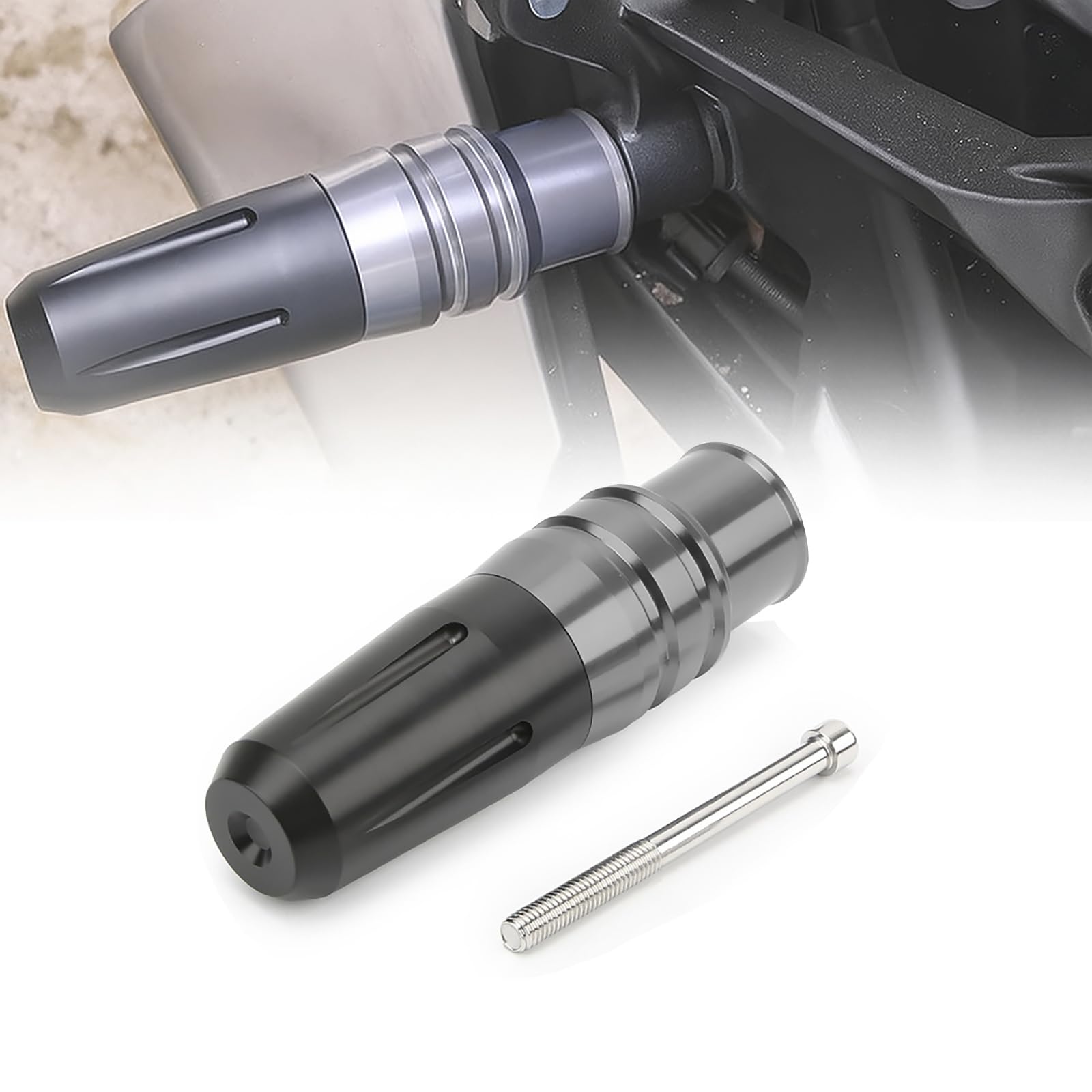 2 Pack Motorcycle Frame Sliders for Yamaha YZF R3 R25 MT03 MT25 R 3 25 MT 03 25, CNC Aluminum Universal Drop Guards, Motorcycle Frame Protectors for Body & Fairing Protection,B Grey