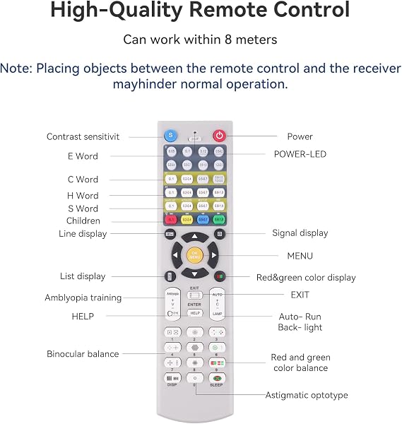 Vision Meter Digital 19 LCD Electronic Optical Vision Meter with 44+ Visual Targets and 5 Display Methods Optometry Projector with Remote Control