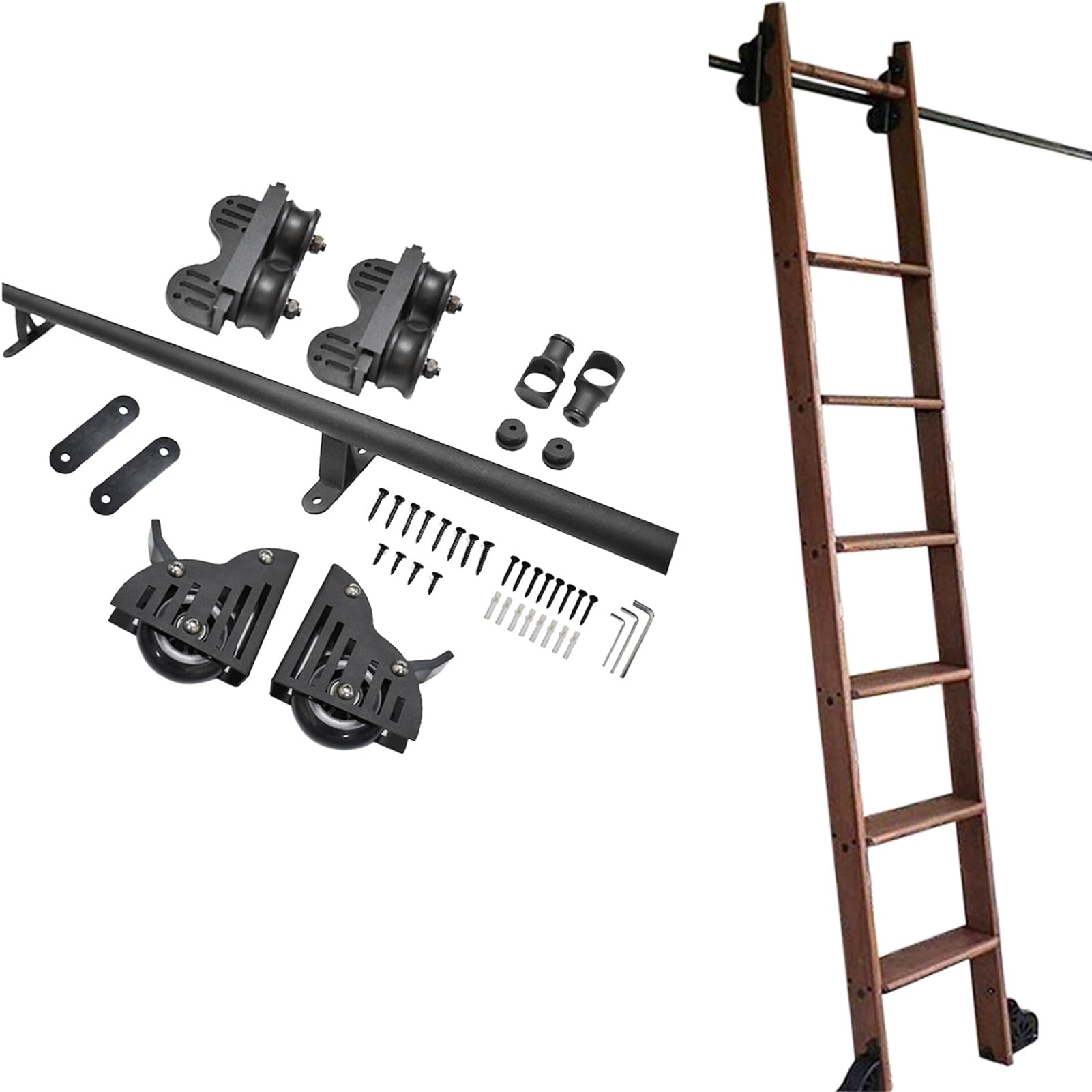  Black Retractable Sliding Ladder Rail for Library or Home (200cm Track Kit)
| 300cm 400cm 600cm Black Retractable Slidi