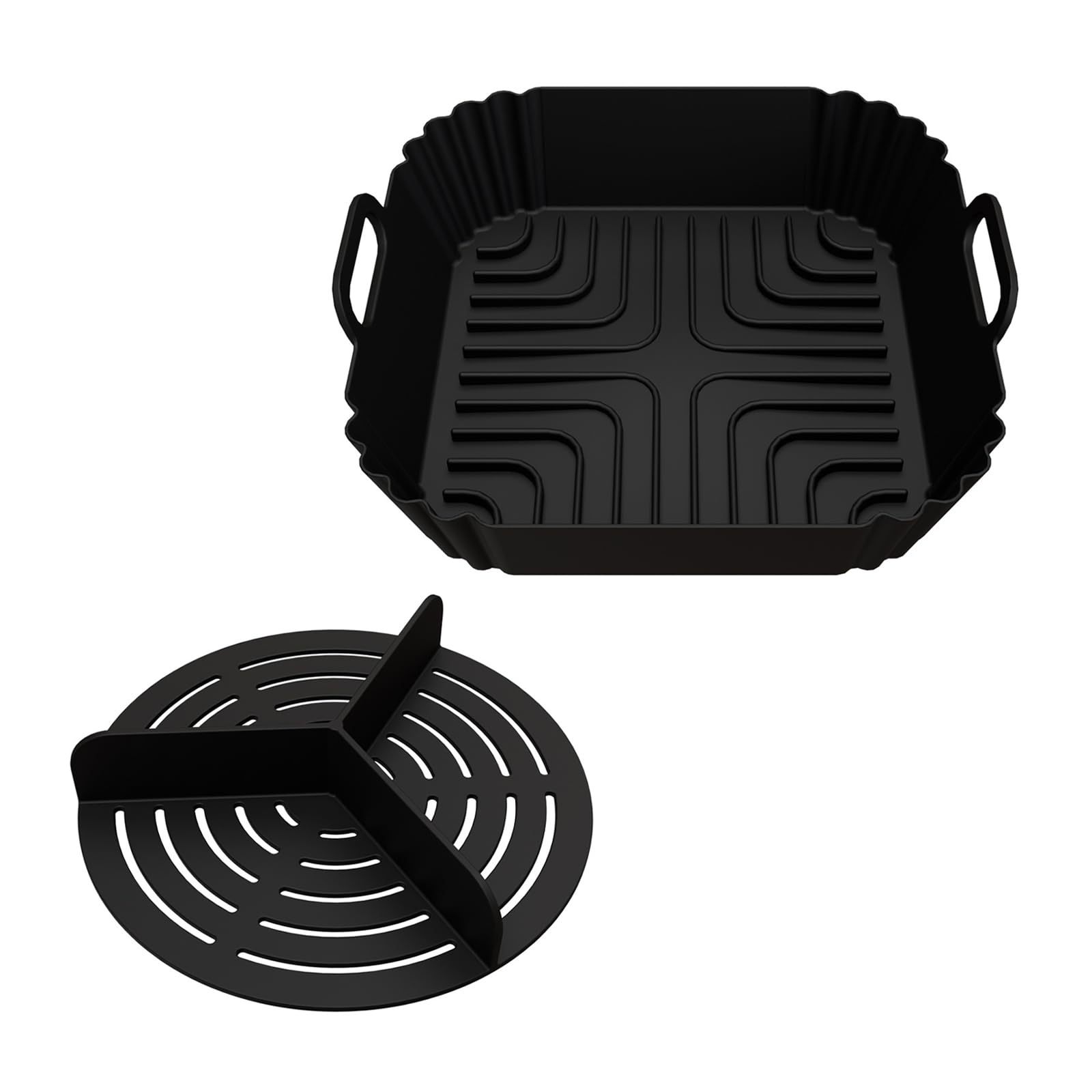 Kaeltsyn Of 2 Air Fryers Pads Rectangular Silicone Liners Nonstick Cooking Accessory Air Fryers Basket for Frying Machine Safe Silicone Tray for Cooker