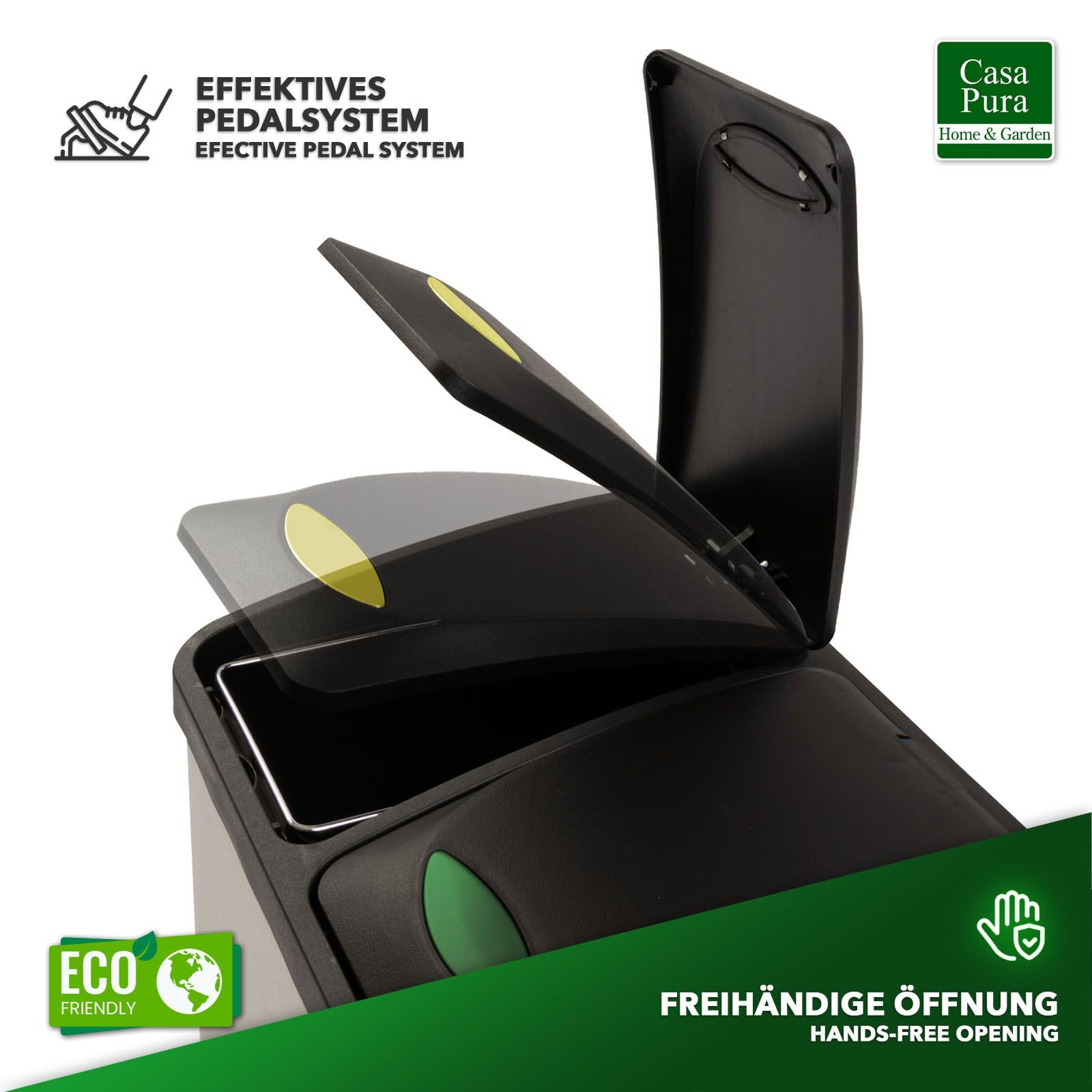 Floordirekt Cubo de Basura Con 2 o 3 Compartimentos, 24 L, de Acero Inoxidable, Incluye 15 Bolsas, Para Cocina, Papel y Basura Orgánica