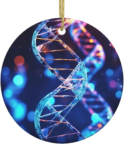 DNA Genetic Helix - Adornos de cerámica para árbol de Navidad, decoración colgante redondo para árbol de Navidad, decoración de fiesta de invierno