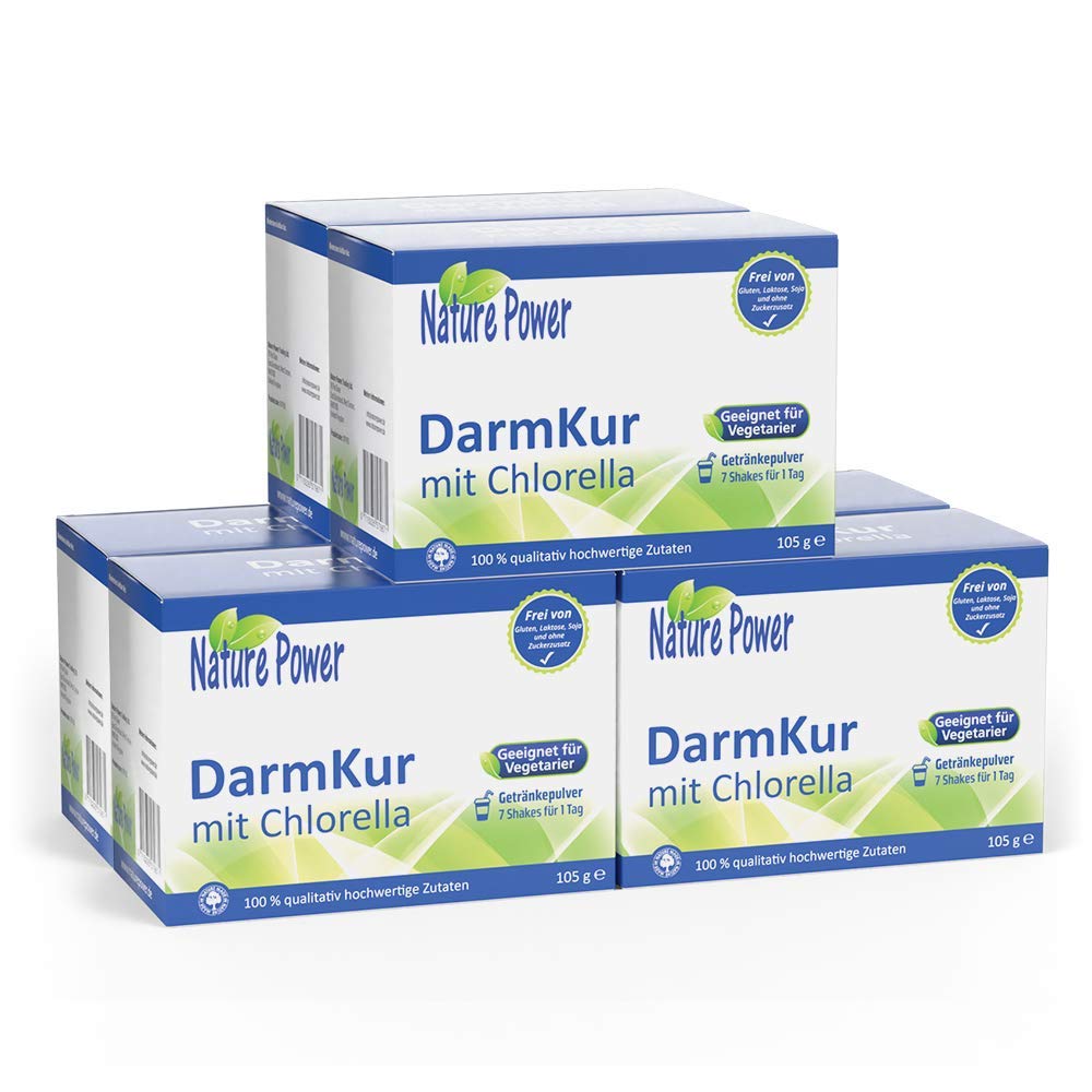 DarmKur mit Chlorella - 6-Tage-Basis-Kur - mit Shakes - 6 x 105 g Pulver - vegan und gentechnikfrei - von Nature Power