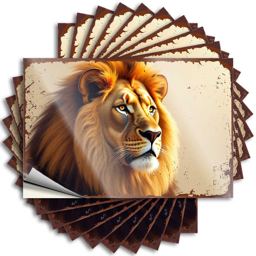 Sticker Guest Bathroom Decor Waterproof Vinyl Sticker | Golden Majesty: The Lion's Regal Portrait Cozy Bumper for Military DIY Projects(12X18CM)