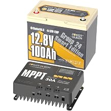 Power Queen Bluetooth 12V 100Ah LiFePO4 Battery with 24V30A MPPT Charger, Group 24 Deep Cycle Battery, 100A BMS with Low-Temp Cut-off Protection for RV, Trolling Motors, Solar System