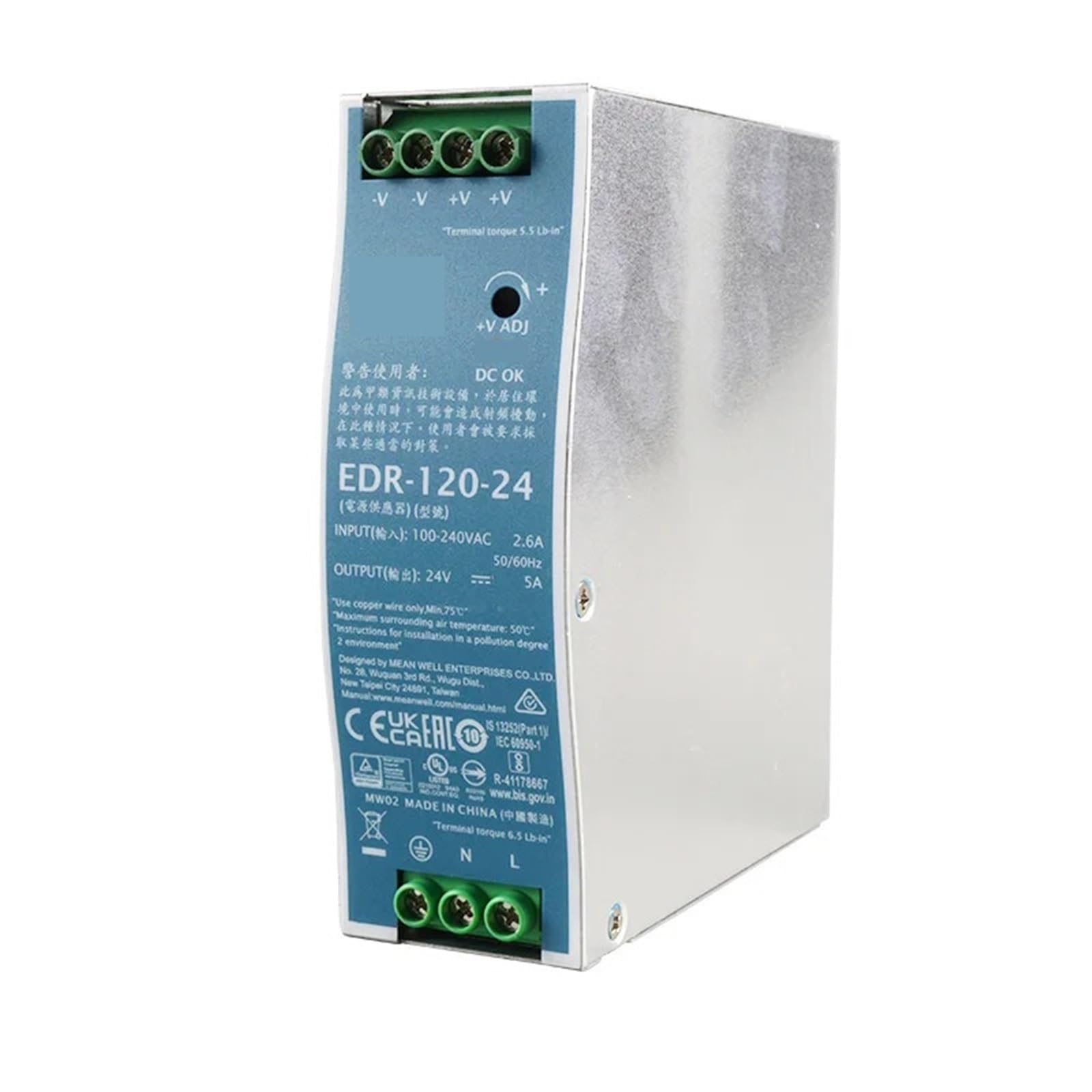 Alimentatore switching su guida Din serie EDR da 120 W 24 V per