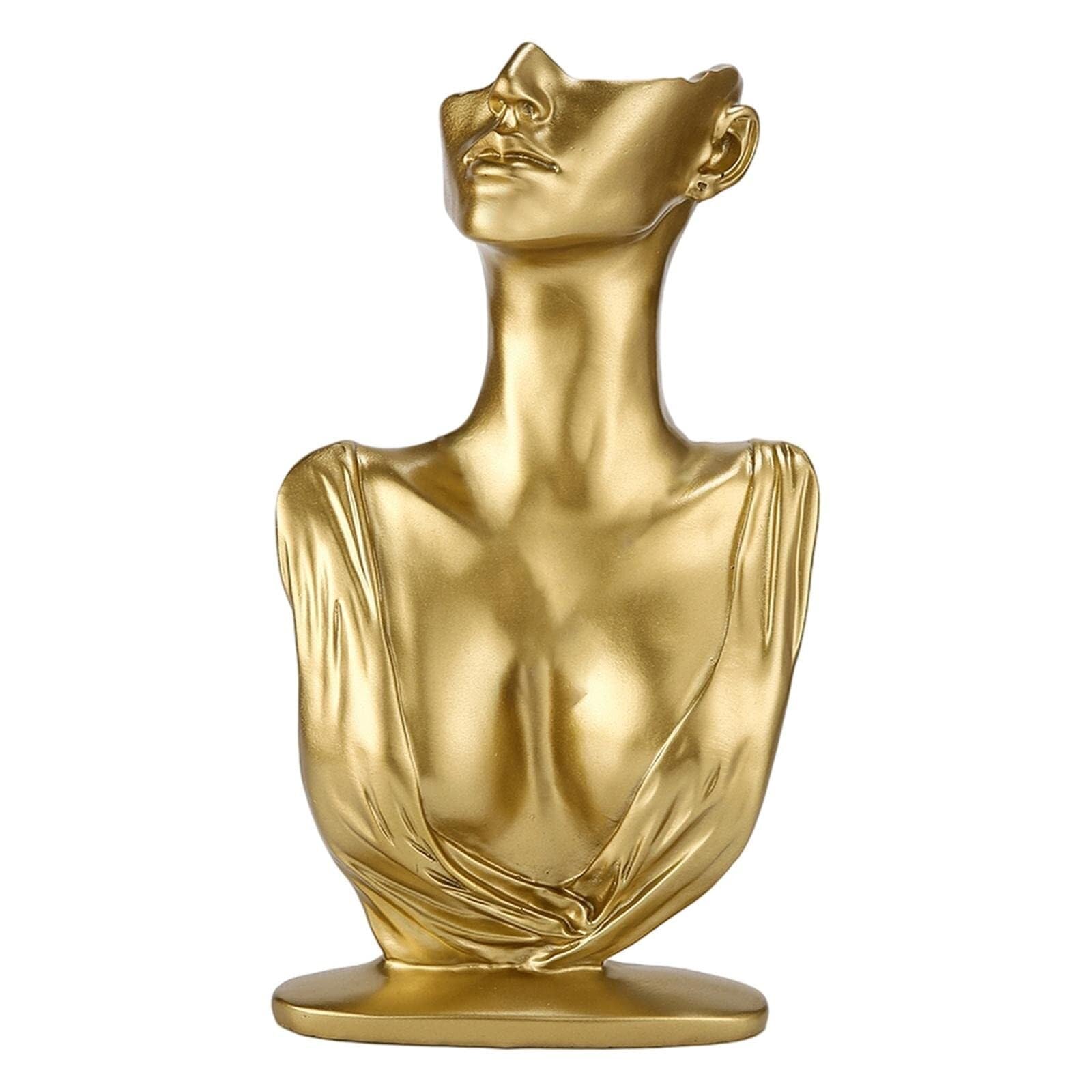 AZHKJKZH Jewelry Display Stand Resin Jewelry Display Stand Creative Head Bust Holder Organizer Storage Storage(Gold)