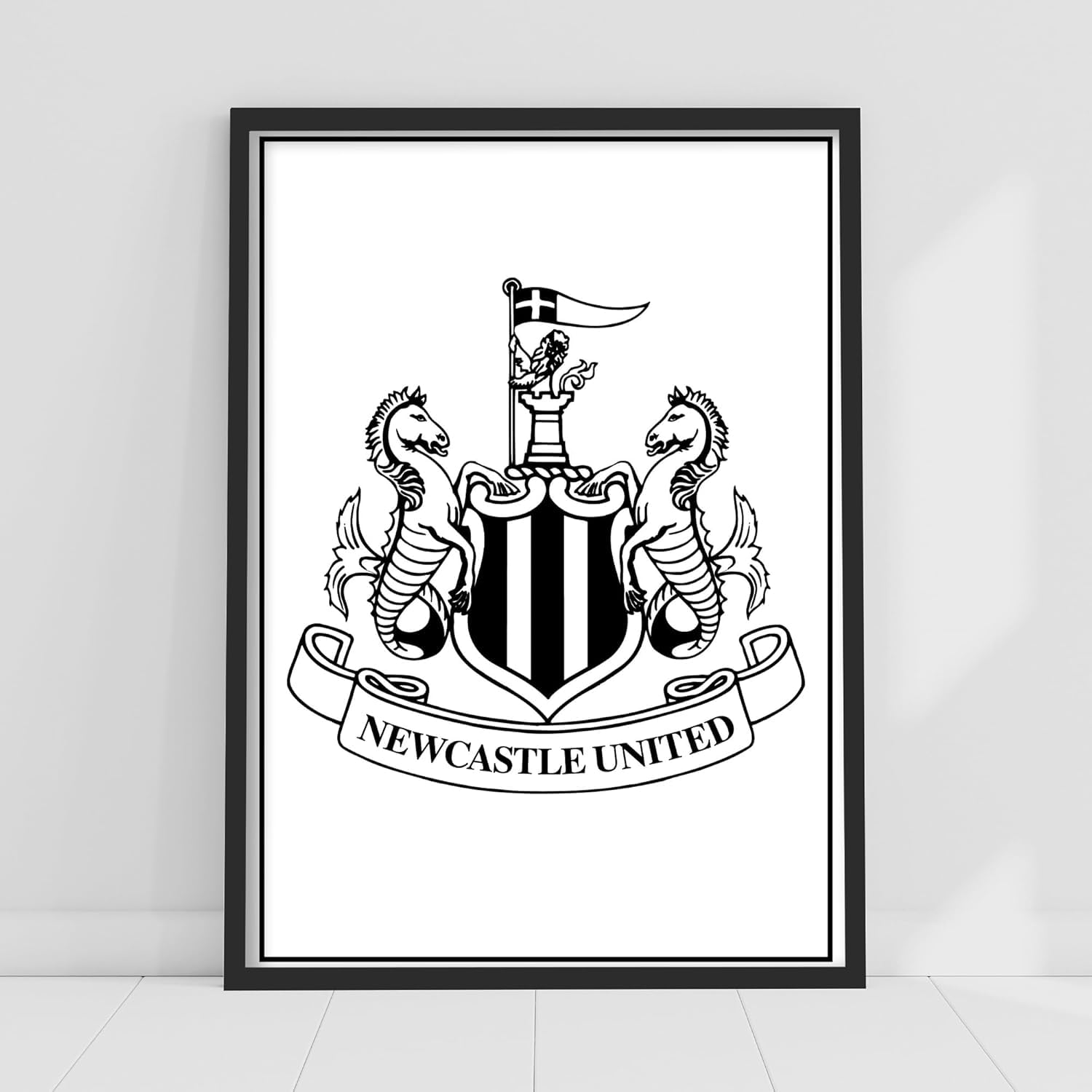 Themed Newcastle United FC Print - Black Crest Poster Football Wall Art (42cm x 59.4cm - A2)