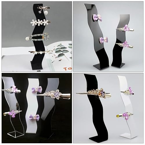 Miniatura 6 de 3 unids acrílico clip de pelo soporte de exhibición en forma de L horquilla titular de exhibición pasador soporte de exhibición titular de clip de