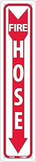 NMC FHP8P FIRE HOSE – 4 in. x 18 in. Rigid Plastic Fire Hose Sign with White Text on Red Base