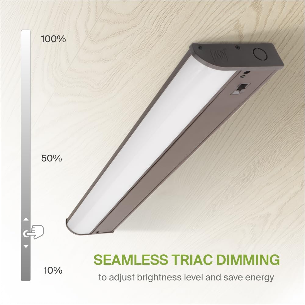 ASD LED Under Cabinet Lighting Bronze, 24 inch 12W 822 LM, Dimmable Hardwired Under Cabinet Lights for Kitchen, 3000K/4000K/5000K, Under Counter Light Fixtures, ETL Energy Star (No On/Off Switch)