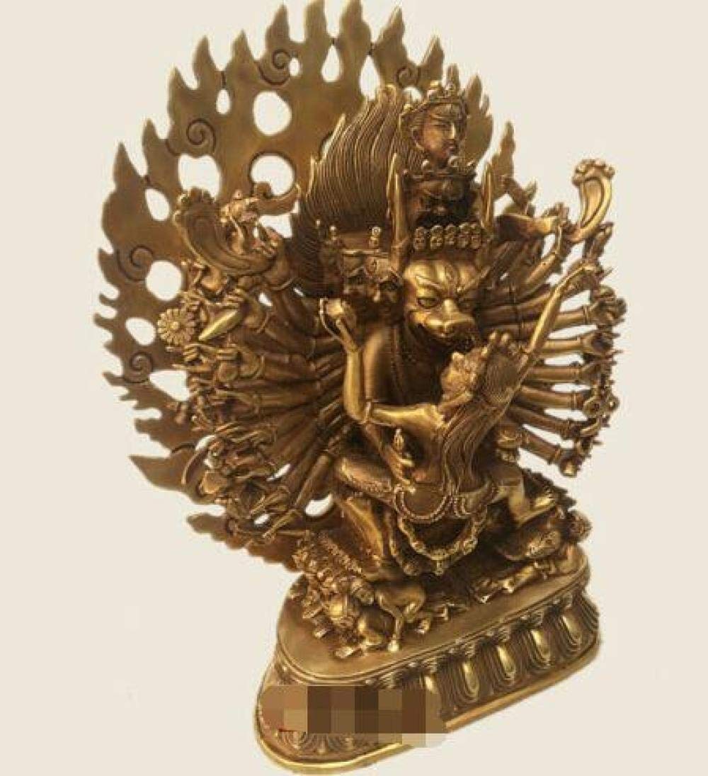 Amazon｜手作りの彫刻彫刻 チベット仏教純銅金箔手作り大威徳明王像