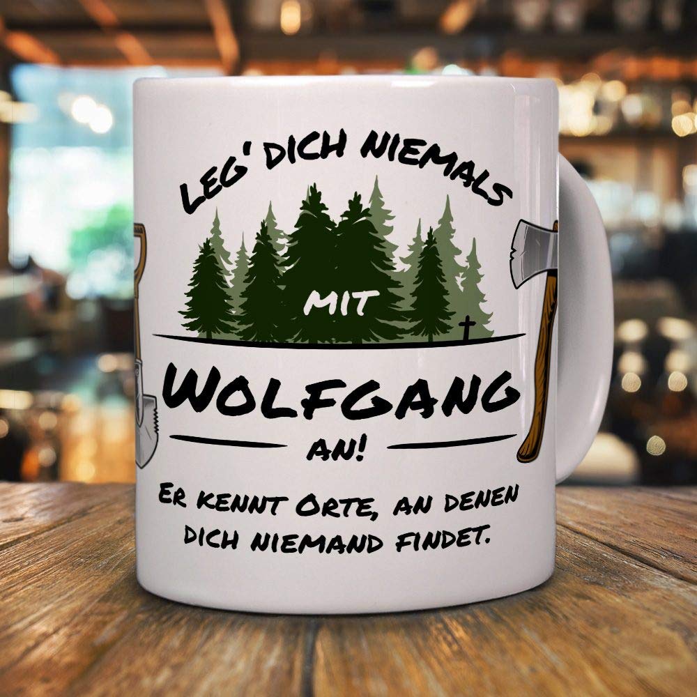 Personalisiert Tasse „Wenn Wolfgang Es Nicht Weiß, Dann Weiß Es Niemand“ – 325 Ml, Hellblau, Spülmaschinenfest
