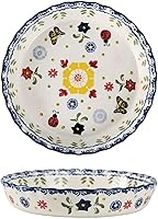 Mateda Butterfly Ceramic Pie Pan - 10.5 Inch Oven Safe Pie Dish, Lead-Free Porcelain Bakeware for Pies, Pizza & More